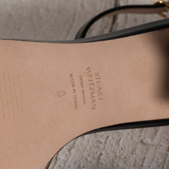 Stuart Weitzman Nearlynude Ankle Strap City Sandal Black Dress Nappa 8 M - Picture 15 of 15